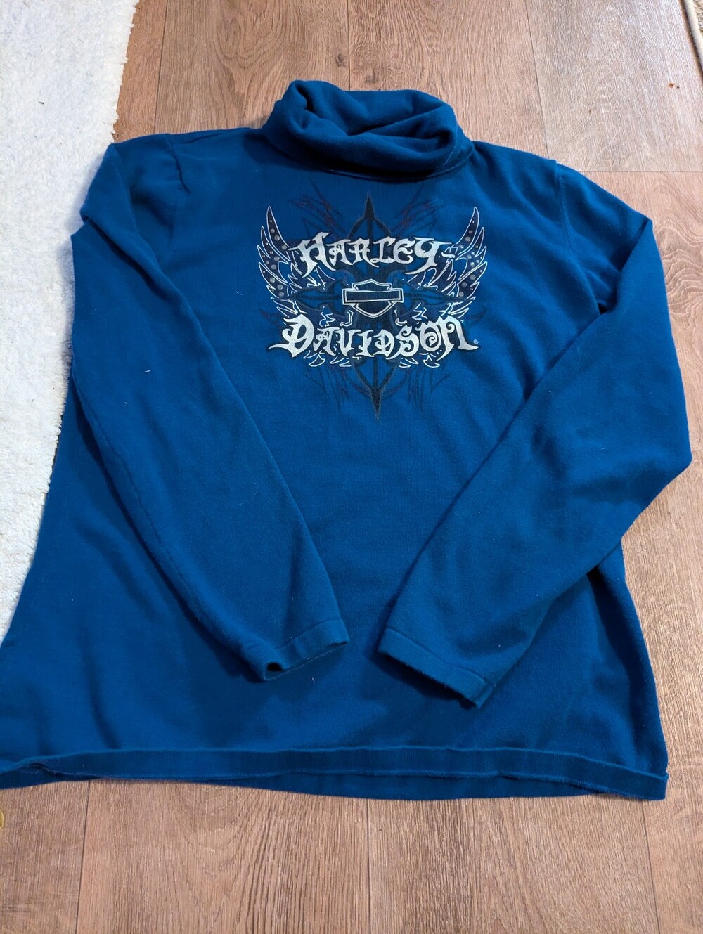 Harley-Davidson Deep Blue Long Sleeve Turtleneck with Winged Logo